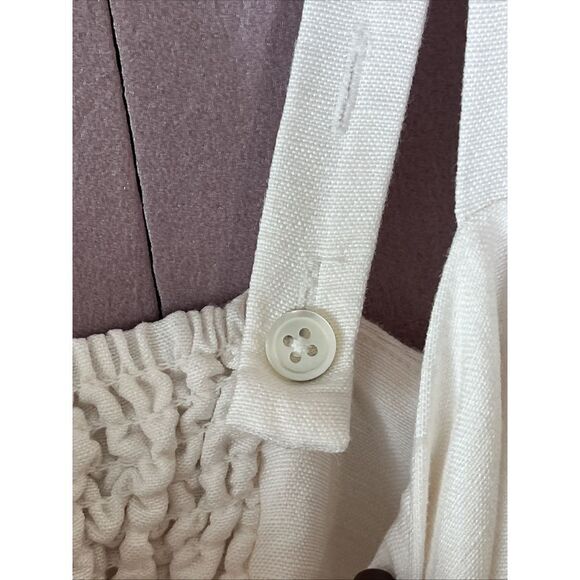 L'Agence Jessamy Dress Linen Maxi Pleated Smocked Baby Doll Milkmaid Beach - Picture 7 of 9